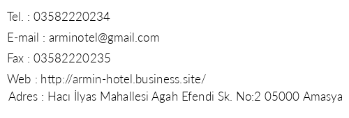 Armin Otel telefon numaralar, faks, e-mail, posta adresi ve iletiim bilgileri